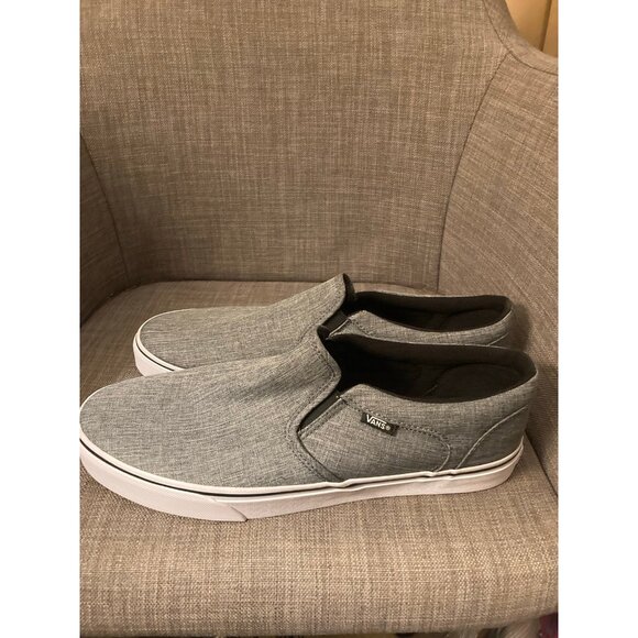 Men’s VANS Gray Canvas Asher Slip-Ons Size 12 NWOT - Picture 2 of 7